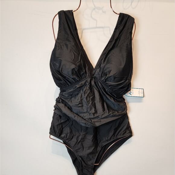 New Black One Piece Swimsuit Sexy Bathing Suit Peek A Boo Size XL - Picture 5 of 16